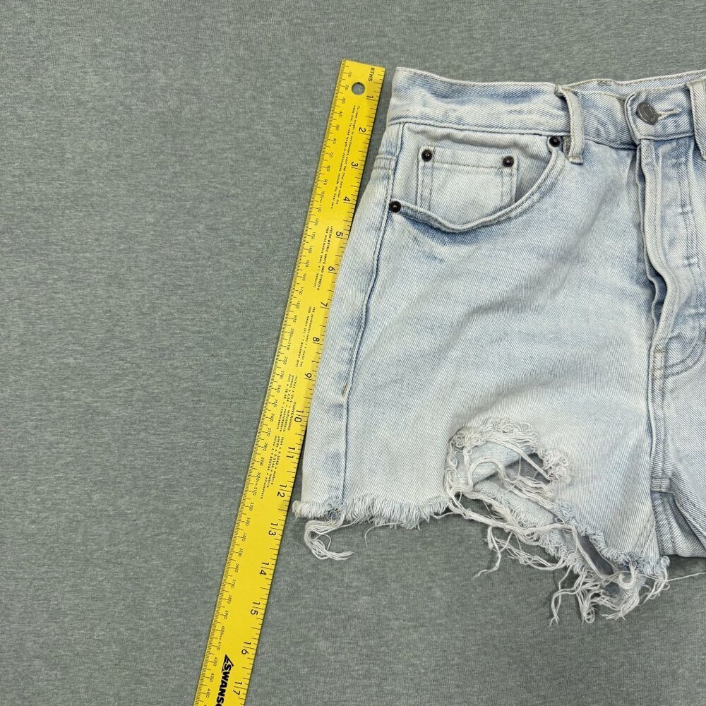 Pacsun Ultra High Rise Vintage Short Women's 24 Blue Cotton Distressed Festival - Picture 6 of 8